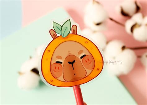 Cute Capybara With a Orange Hat Sticker Matte Vinyl and - Etsy