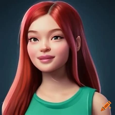 Realistic portrait of mabel pines transforming into kim possible