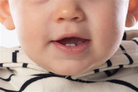 Little Smiling Baby with Two New Teeth Stock Photo - Image of face, eyes: 241952782