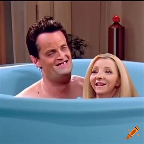 Chandler bing and jennifer aniston crying in a jacuzzi on Craiyon