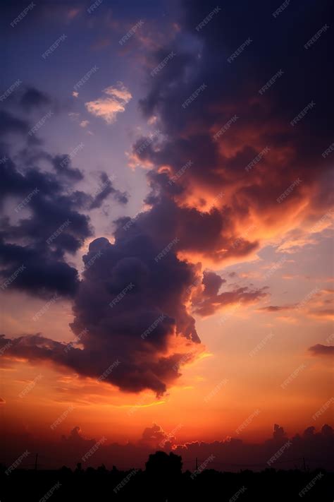 Premium Photo | Beautiful clouds at sunset at skyscraper purple sunset and silhouetted clouds