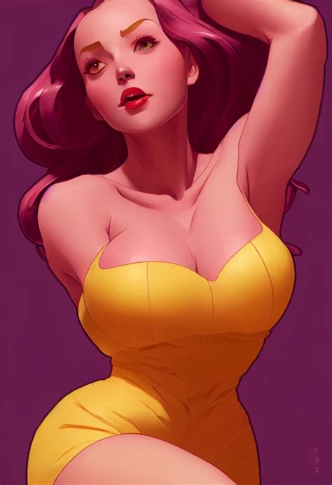 character design, Jessica Rabbit fit thick hourglass | Midjourney