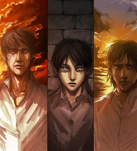 eren yeager, grisha yeager, and eren kruger (shingeki no kyojin) drawn by chiruchiru | Danbooru