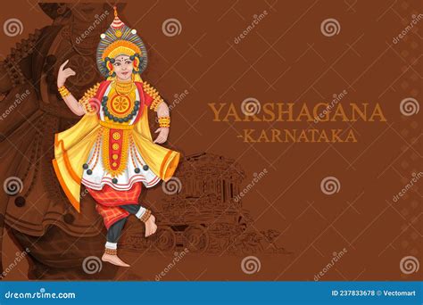 Man Performing Yakshagana Dance Traditional Folk Dance of Karnataka, India Stock Vector ...