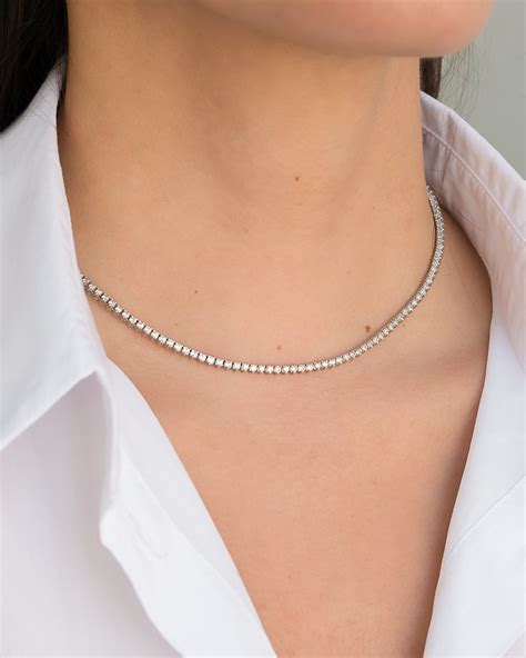 3 Prong Diamond Tennis Necklace - Zoe Lev Jewelry