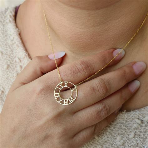 22k Gold Roman Numeral Necklace Eternity Date Necklace Roman - Etsy