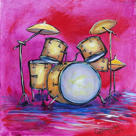 Drums in Red Painting by Julie Kennelly