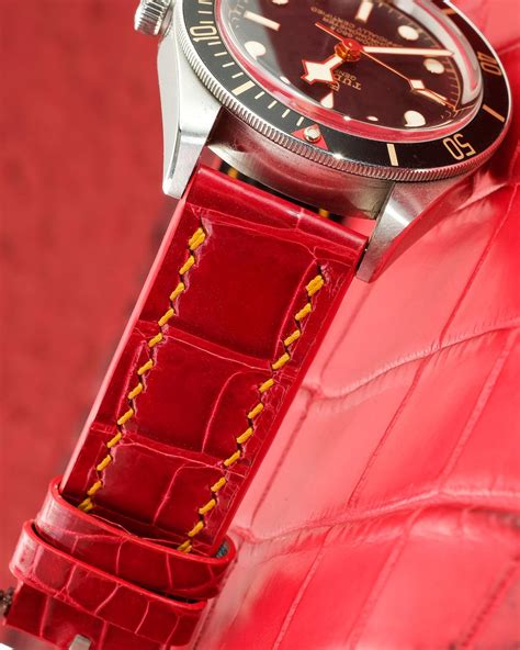 Bespoke Watch Strap in Ferrari Red Crocodile – Solitaire Official