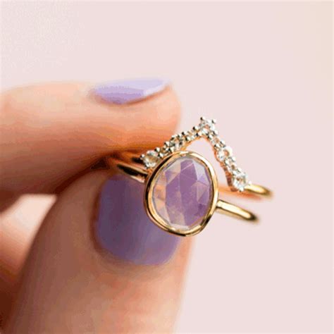 Lilac Quartz & Topaz Stacking Ring Set | Moissanite engagement ring white gold, Small diamond ...