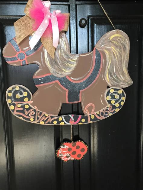 Nursery rocking horse door hanger 24" x 18" | Horse doors, Rocking horse, Yard art