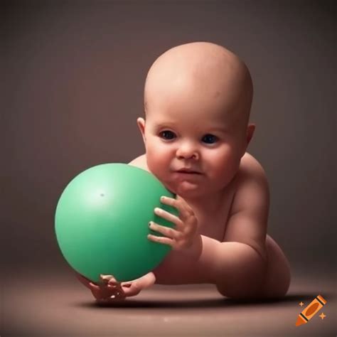 Picture of a cute baby with baseball bat and ball on Craiyon