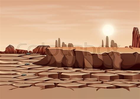 A dry land landscape illustration | Stock vector | Colourbox