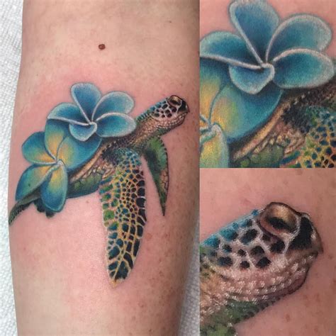 sea turtle hawaiian flower tattoos - howtodrawarosestepbystepeasytutorials