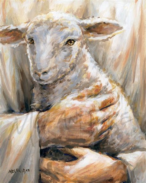 Shepherd Holding Lamb Print on Paper or Canvas, Christian, White ...