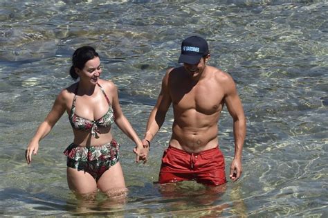 Katy Perry in a Swimsuit - With Orlando Bloom at a Beach in Italy 8/4/2016