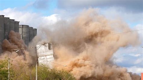 Industrial Controlled Explosion Abandoned Building On Stock Footage ...