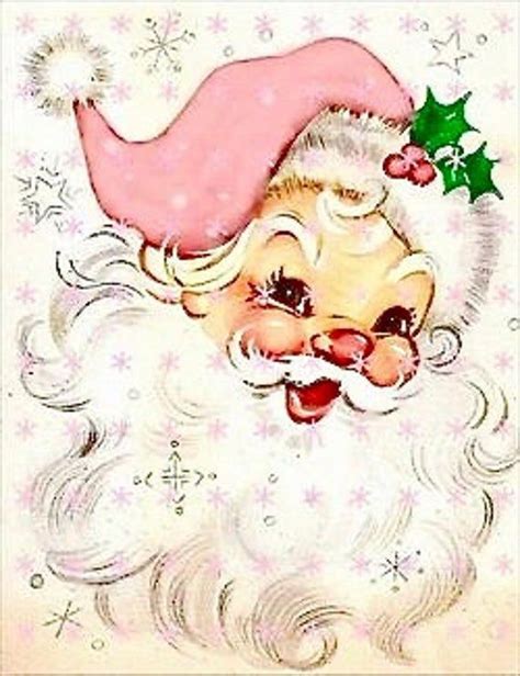 Vintage Christmas Pink Santa Claus Mid Century Modern MCM Graphic Image ...