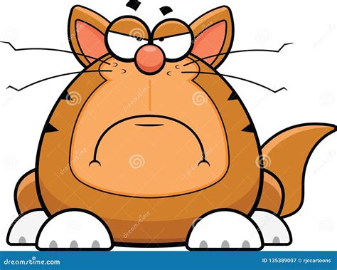 Cartoon Funny Cat Grumpy stock vector. Illustration of frowning - 135389007