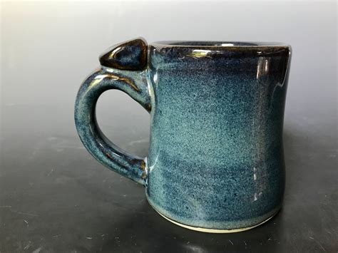 Blue Pottery Mug With Thumb Rest 12 Oz Dark Blue Glaze - Etsy | Pottery mugs, Blue coffee mugs ...