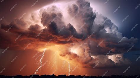 Premium AI Image | A stormy sky with multiple lightning strikes ...