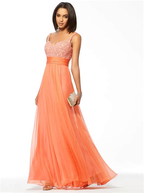 EVENING DRESSES | Tangerine Lace Chiffon Gown | Caché, $358 | Dresses, Mob dresses, Chiffon gown