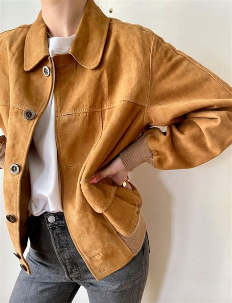 Vintage Camel Color Leather Bomber Jacket / Suede Spring - Etsy