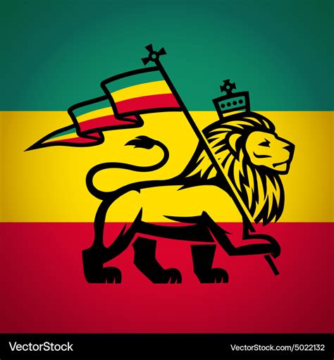 Judah lion with a rastafari flag king of zion Vector Image