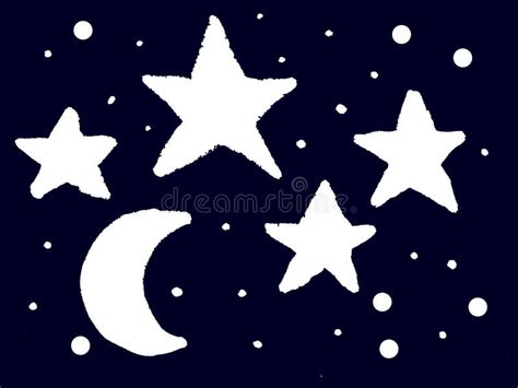 Starry Night Cartoon Drawing Background Stock Illustration ...