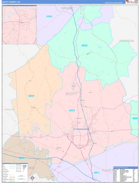 Scott County, KY Wall Map Color Cast Style by MarketMAPS - MapSales