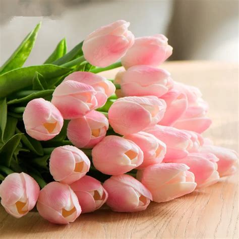 High-Quality-1pcs-White-Pink-Tulip-Pu-Mini-Tulip-Real-Touch-Flower-Bouquet-Artificial-Silk ...