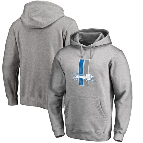 Men's NFL Pro Line Gray Detroit Lions Throwback Logo Pullover Hoodie