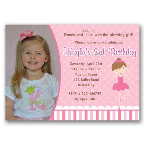 Ballet Birthday Invitation with Photo – CallaChic