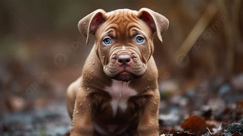 Pit Bull Puppy In The Meadow With Brown Eyes Background, Puppy Pitbull ...