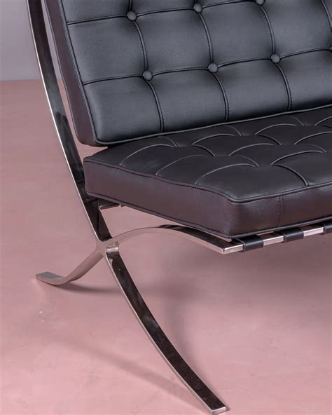 Barcelona chair with 2 Seater in leather | Free Shipping Color Black