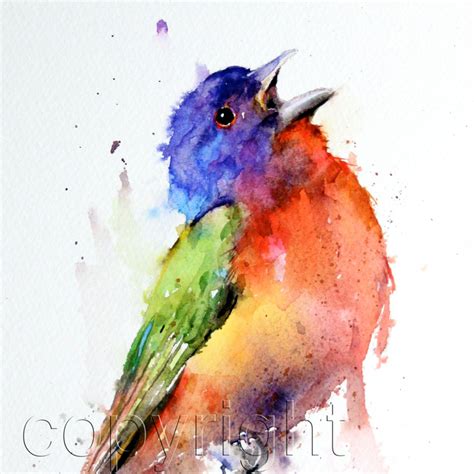 PAINTED BUNTING Watercolor Bird Print, Bird Painting, Bird Art by Dean Crouser - Etsy | Oiseau ...