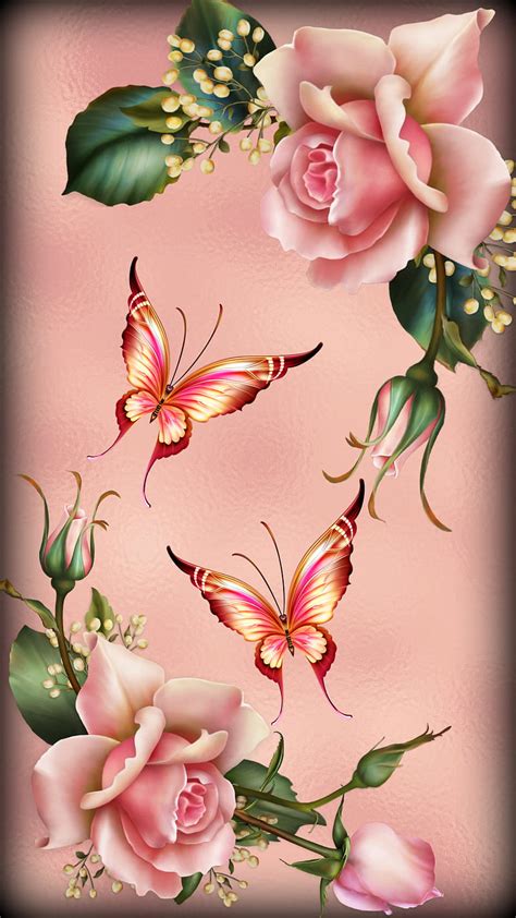 1170x2532px, 1080P free download | Pink Roses, butterflies, colors ...