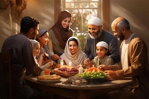 Premium AI Image | Cultural Harmony Celebrating the Beauty of Muslim family Traditions and Festivals