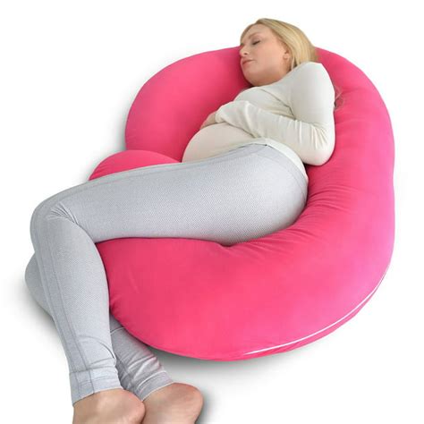 PharMeDoc Pregnancy Pillow with PINK Jersey Cover - C Shaped Body Pillow for Pregnant Women ...