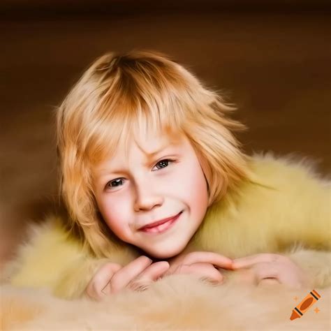 Boy in fuzzy sweater lying on fur rug on Craiyon
