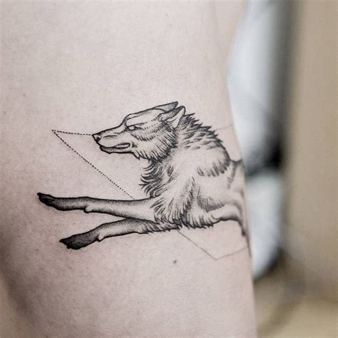 Running wolf tattoo - Tattoogrid.net