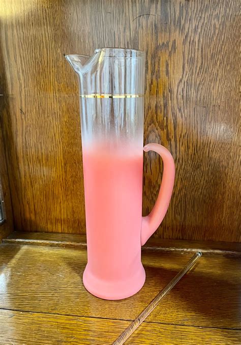 Tall Blendo Pink Cocktail Pitcher With Glass Stirring Straw - Etsy