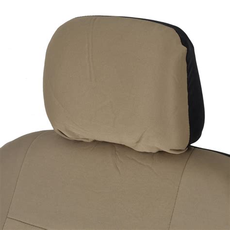 Beige Tan Car Seat Covers for Auto Front Rear Bench Headrests Solid Color