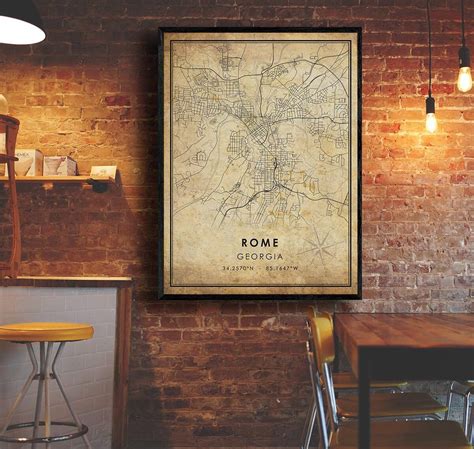 Rome Vintage Map Print Rome Map Georgia Map Art Rome - Etsy