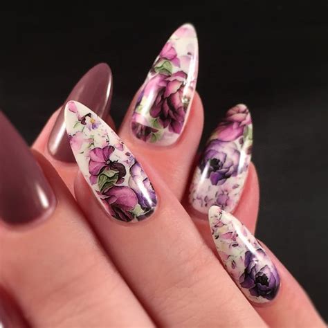 Nail Art Water Decals Stickers Transfers Deep Purple Flowers - Etsy