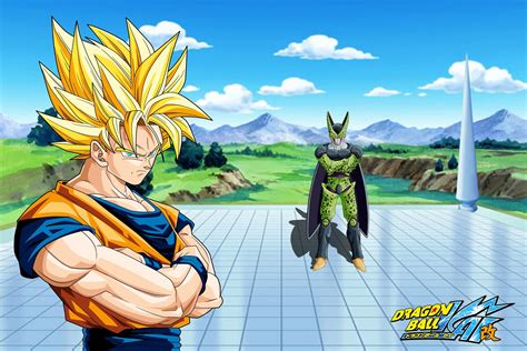 Dragonball Kai San Goku and Cell, Dragon Ball Z, Son Goku, Super Saiyan HD wallpaper | Wallpaper ...