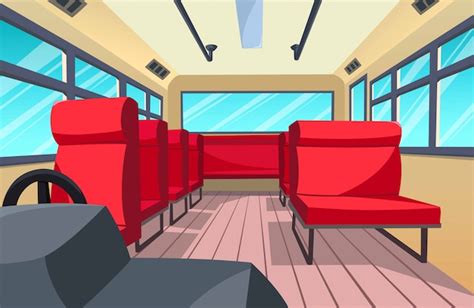 Premium Vector | Illustration of the bus interior, cartoon style