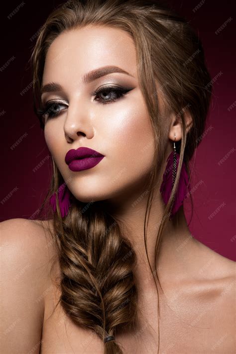 Premium Photo | Make up. Glamour portrait of beautiful woman model with fresh makeup and ...