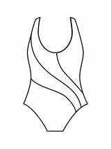 Swimsuit Clipart Piece Coloring Suit Bathing Bikini Pages Swimming  sketch template