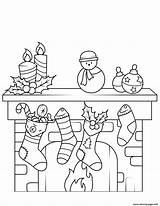 Christmas Fireplace Coloring Page Printable sketch template