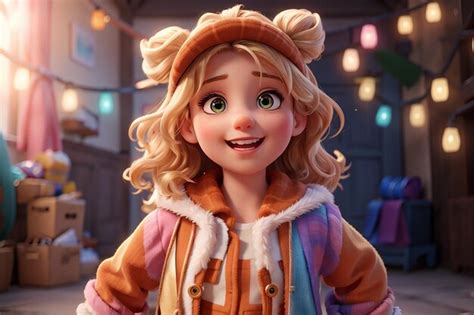 Premium AI Image | Little caucasian girl with costume and accessories having fun